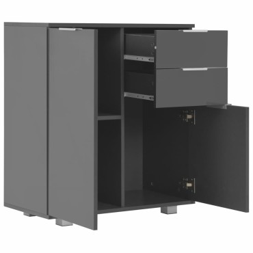 vidaXL Μπουφές Ψηλός Γυαλιστερός Γκρι 71x35x80cm Επεξεργασμένο Ξύλο 1 τεμ.