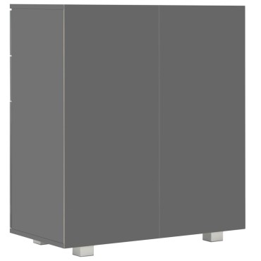 vidaXL Μπουφές Ψηλός Γυαλιστερός Γκρι 71x35x80cm Επεξεργασμένο Ξύλο 1 τεμ.