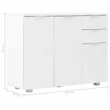 vidaXL Μπουφές Γυαλιστερός Λευκός 107x35x80,5cm 1 τεμ.