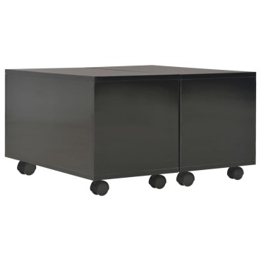 vidaXL Τραπεζάκι Σαλονιού Γυαλιστερό Μαύρο 60x60x35cm Επεξ. Ξύλο 1 τεμ.