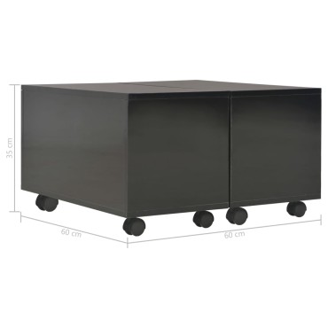 vidaXL Τραπεζάκι Σαλονιού Γυαλιστερό Μαύρο 60x60x35cm Επεξ. Ξύλο 1 τεμ.