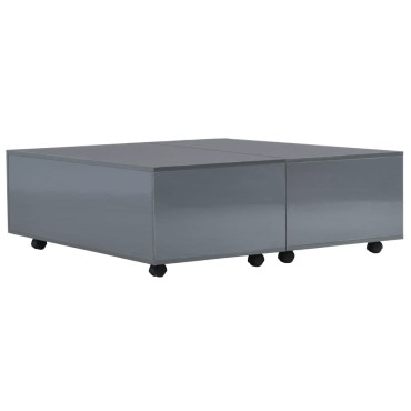 vidaXL Τραπεζάκι Σαλονιού Γυαλιστερό Γκρι 100x100x35cm 1 τεμ.