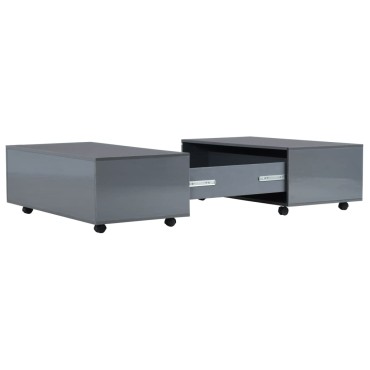 vidaXL Τραπεζάκι Σαλονιού Γυαλιστερό Γκρι 100x100x35cm 1 τεμ.