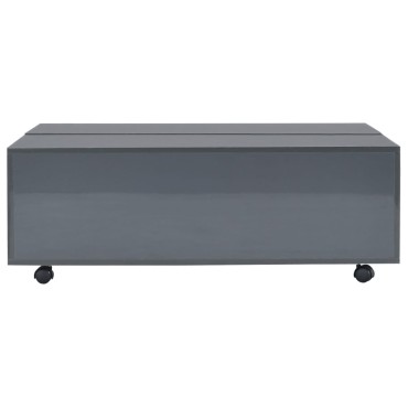 vidaXL Τραπεζάκι Σαλονιού Γυαλιστερό Γκρι 100x100x35cm 1 τεμ.
