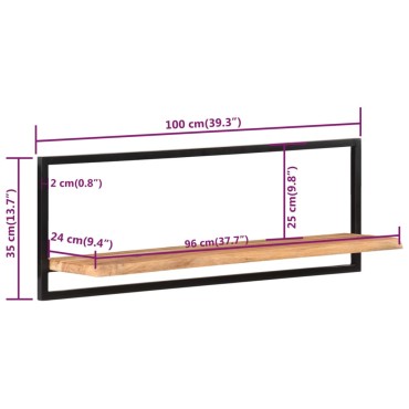 vidaXL Ράφια Τοίχου 2 τεμ. 100x24x35cm Μασίφ Ξύλο Ακακίας & Ατσάλι