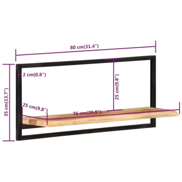 vidaXL Ράφια Τοίχου 2 τεμ. 80x25x35cm Μασίφ Ξύλο Ακακίας & Ατσάλι