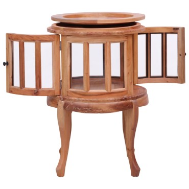 vidaXL Τραπεζάκι Βιτρίνα Φυσικό Χρώμα 50x50x76cm από Μασίφ Μαόνι 1 τεμ.