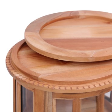 vidaXL Τραπεζάκι Βιτρίνα Φυσικό Χρώμα 50x50x76cm από Μασίφ Μαόνι 1 τεμ.