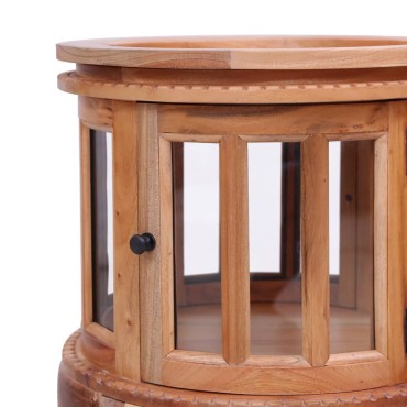 vidaXL Τραπεζάκι Βιτρίνα Φυσικό Χρώμα 50x50x76cm από Μασίφ Μαόνι 1 τεμ.