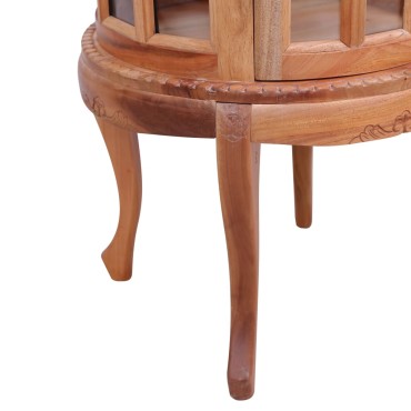 vidaXL Τραπεζάκι Βιτρίνα Φυσικό Χρώμα 50x50x76cm από Μασίφ Μαόνι 1 τεμ.