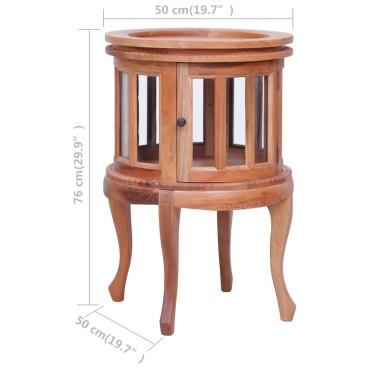 vidaXL Τραπεζάκι Βιτρίνα Φυσικό Χρώμα 50x50x76cm από Μασίφ Μαόνι 1 τεμ.