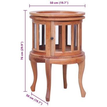 vidaXL Τραπεζάκι Βιτρίνα Φυσικό Χρώμα 50x50x76cm από Μασίφ Μαόνι 1 τεμ.