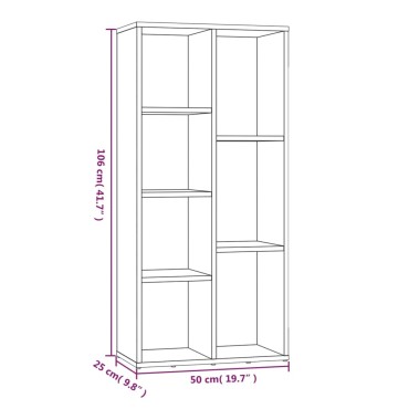 vidaXL Βιβλιοθήκη Γκρι Sonoma 50x25x106cm 1 τεμ.