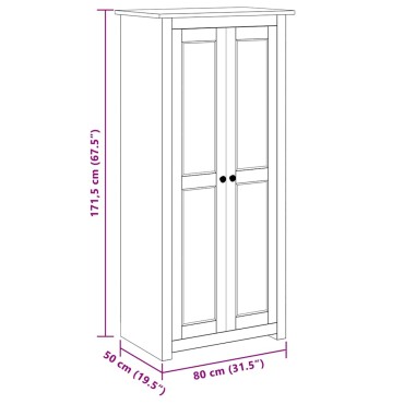 vidaXL Ντουλάπα 80x50x171,5cm από Μασίφ Ξύλο Πεύκου Σειρά Panama 1 τεμ.
