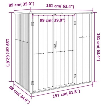 vidaXL Αποθήκη Εργαλείων Κήπου Καφέ 161x89x161 εκ. από Γαλβαν. Ατσάλι