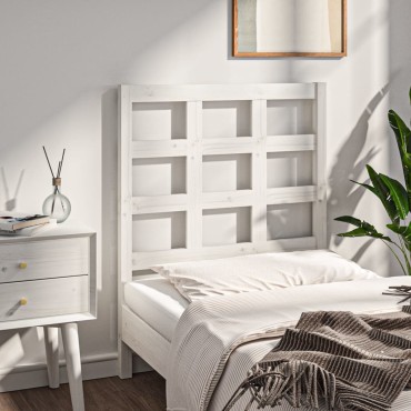 vidaXL Κεφαλάρι Κρεβατιού Λευκό 80,5x4x100cm Μασίφ Ξύλο Πεύκου 1 τεμ.