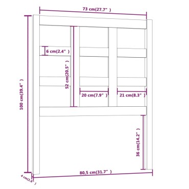 vidaXL Κεφαλάρι Κρεβατιού Μαύρο 80,5x4x100cm από Μασίφ Ξύλο Πεύκου 1 τεμ.