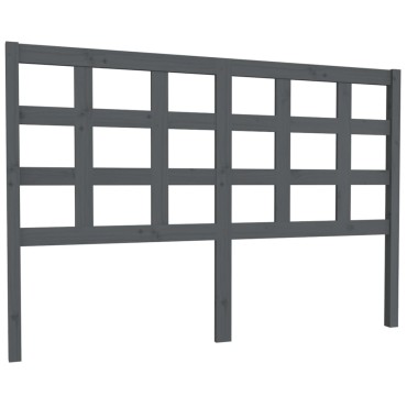 vidaXL Κεφαλάρι Κρεβατιού Γκρι 145,5x4x100cm από Μασίφ Ξύλο Πεύκου 1 τεμ.