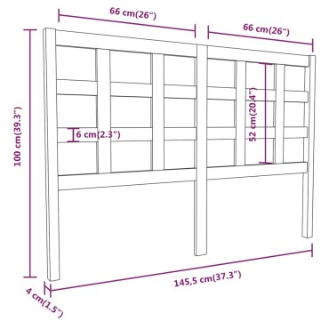 vidaXL Κεφαλάρι Κρεβατιού Γκρι 145,5x4x100cm από Μασίφ Ξύλο Πεύκου 1 τεμ.