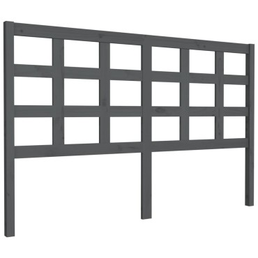 vidaXL Κεφαλάρι Κρεβατιού Γκρι 156x4x100cm από Μασίφ Ξύλο Πεύκου 1 τεμ.