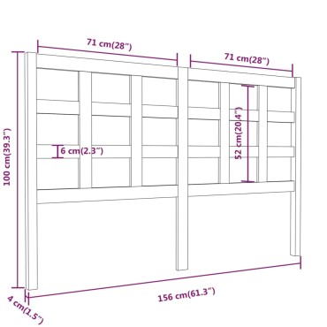 vidaXL Κεφαλάρι Κρεβατιού Μελί 156x4x100cm από Μασίφ Ξύλο Πεύκου 1 τεμ.