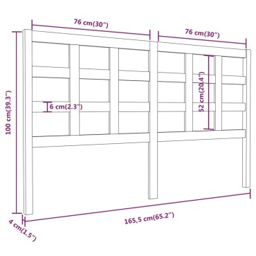 vidaXL Κεφαλάρι Κρεβατιού 165,5x4x100cm από Μασίφ Ξύλο Πεύκου 1 τεμ.