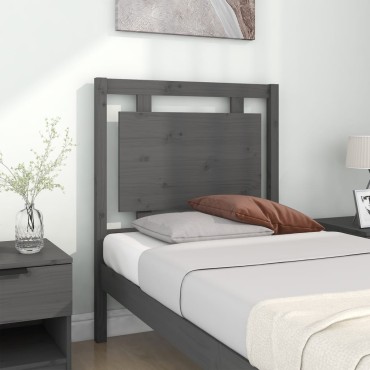 vidaXL Κεφαλάρι Κρεβατιού Γκρι 80,5x4x100cm από Μασίφ Ξύλο Πεύκου 1 τεμ.