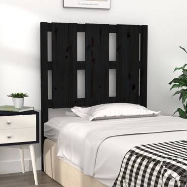 vidaXL Κεφαλάρι Κρεβατιού Μαύρο 80,5x4x100cm από Μασίφ Ξύλο Πεύκου 1 τεμ.