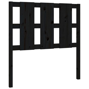 vidaXL Κεφαλάρι Κρεβατιού Μαύρο 105,5x4x100cm Μασίφ Ξύλο Πεύκου 1 τεμ.