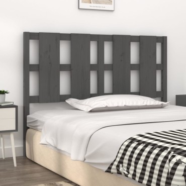 vidaXL Κεφαλάρι Κρεβατιού Γκρι 125,5x4x100cm Μασίφ Ξύλο Πεύκου 1 τεμ.