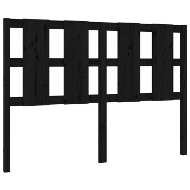vidaXL Κεφαλάρι Κρεβατιού Μαύρο 125,5x4x100cm Μασίφ Ξύλο Πεύκου 1 τεμ.