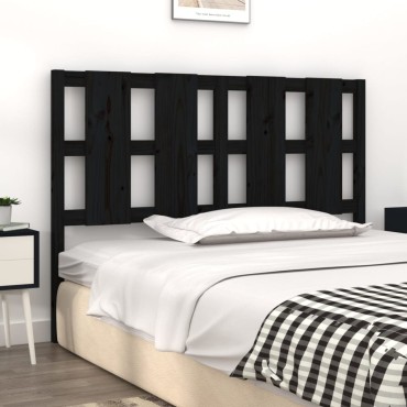 vidaXL Κεφαλάρι Κρεβατιού Μαύρο 125,5x4x100cm Μασίφ Ξύλο Πεύκου 1 τεμ.