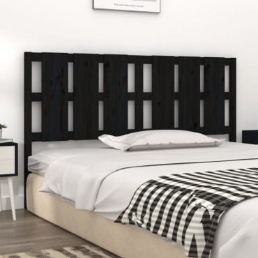 vidaXL Κεφαλάρι Κρεβατιού Μαύρο 165,5x4x100cm από Μασίφ Ξύλο Πεύκου 1 τεμ.