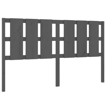 vidaXL Κεφαλάρι Κρεβατιού Γκρι 185,5x4x100cm από Μασίφ Ξύλο Πεύκου 1 τεμ.