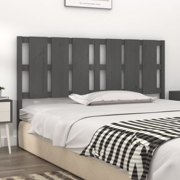 vidaXL Κεφαλάρι Κρεβατιού Γκρι 185,5x4x100cm από Μασίφ Ξύλο Πεύκου 1 τεμ.