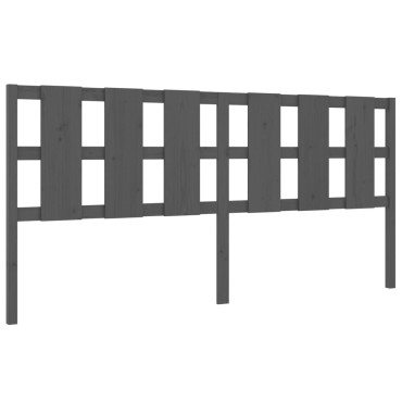 vidaXL Κεφαλάρι Κρεβατιού Γκρι 205,5x4x100cm από Μασίφ Ξύλο Πεύκου 1 τεμ.
