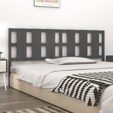 vidaXL Κεφαλάρι Κρεβατιού Γκρι 205,5x4x100cm από Μασίφ Ξύλο Πεύκου 1 τεμ.