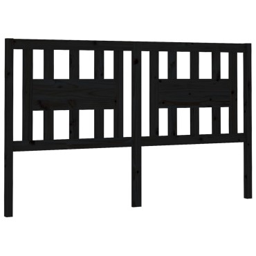 vidaXL Κεφαλάρι Κρεβατιού Μαύρο 126x4x100cm Μασίφ Ξύλο Πεύκου 1 τεμ.