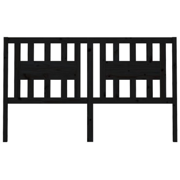 vidaXL Κεφαλάρι Κρεβατιού Μαύρο 126x4x100cm Μασίφ Ξύλο Πεύκου 1 τεμ.