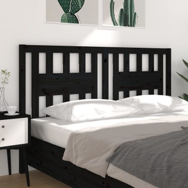 vidaXL Κεφαλάρι Κρεβατιού Μαύρο 126x4x100cm Μασίφ Ξύλο Πεύκου 1 τεμ.