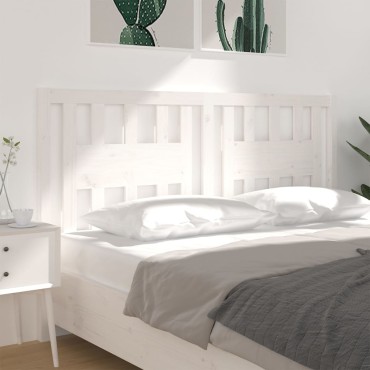 vidaXL Κεφαλάρι Κρεβατιού Λευκό 166x4x100cm Μασίφ Ξύλο Πεύκου 1 τεμ.