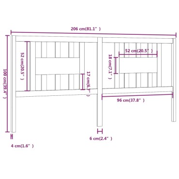 vidaXL Κεφαλάρι 206x4x100cm από Μασίφ Ξύλο Πεύκου 1 τεμ.