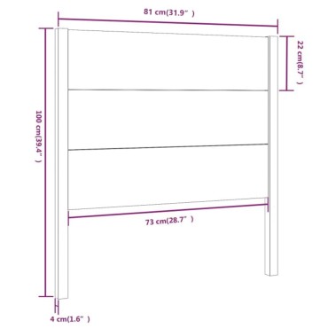 vidaXL Κεφαλάρι Γκρι 81x4x100cm από Μασίφ Ξύλο Πεύκου 1 τεμ.