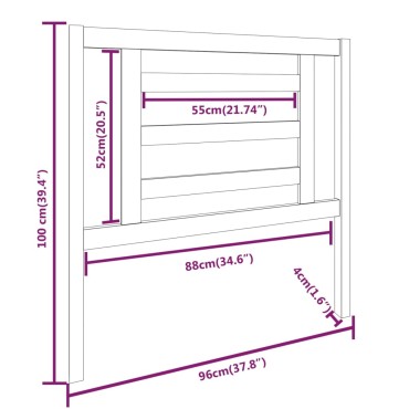 vidaXL Κεφαλάρι Κρεβατιού 96x4x100cm από Μασίφ Ξύλο Πεύκου 1 τεμ.