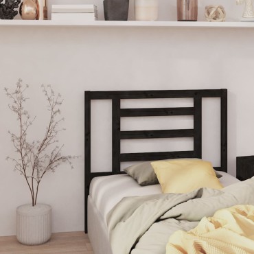 vidaXL Κεφαλάρι Κρεβατιού Μαύρο 106x4x100cm Μασίφ Ξύλο Πεύκου 1 τεμ.