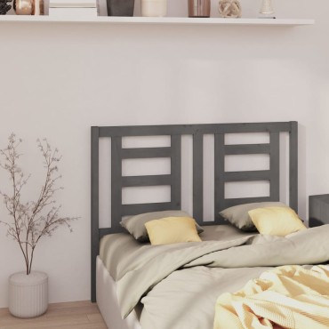 vidaXL Κεφαλάρι Κρεβατιού Γκρι 126x4x100cm από Μασίφ Ξύλο Πεύκου 1 τεμ.