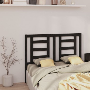 vidaXL Κεφαλάρι Κρεβατιού Μαύρο 126x4x100cm Μασίφ Ξύλο Πεύκου 1 τεμ.