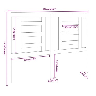vidaXL Κεφαλάρι Κρεβατιού Μαύρο 126x4x100cm Μασίφ Ξύλο Πεύκου 1 τεμ.