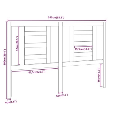 vidaXL Κεφαλάρι Κρεβατιού Μελί 141x4x100cm από Μασίφ Ξύλο Πεύκου 1 τεμ.