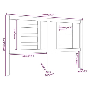 vidaXL Κεφαλάρι Κρεβατιού Λευκό 146x4x100cm Μασίφ Ξύλο Πεύκου 1 τεμ.